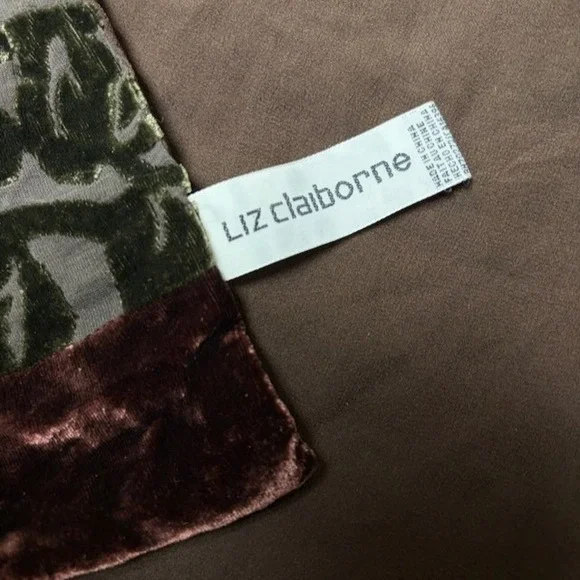 Liz Claiborne VTG Silk Blend Velvet Scarf 1997 Whimsigoth Brown Burnout 90s - Picture 6 of 7